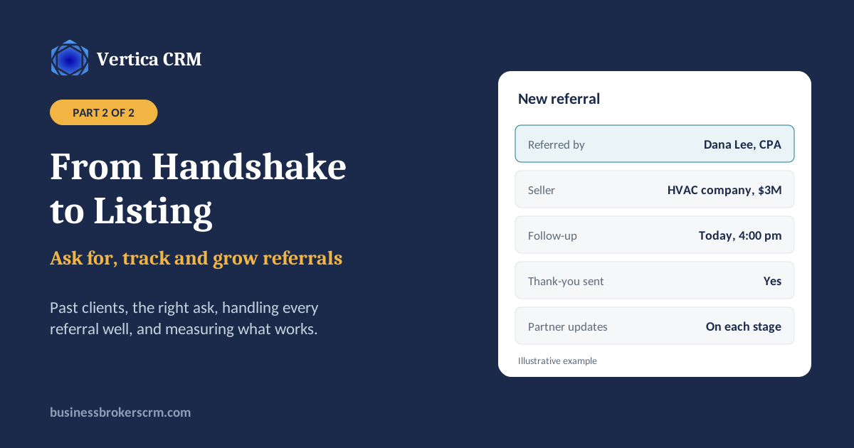 From handshake to listing: how business brokers ask for, track and grow referrals, Part 2 of 2