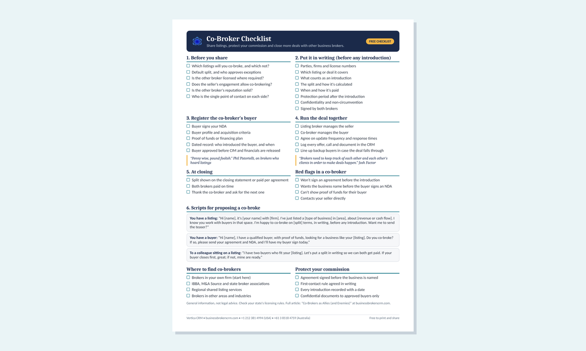 Preview of the free Co-Broker Checklist