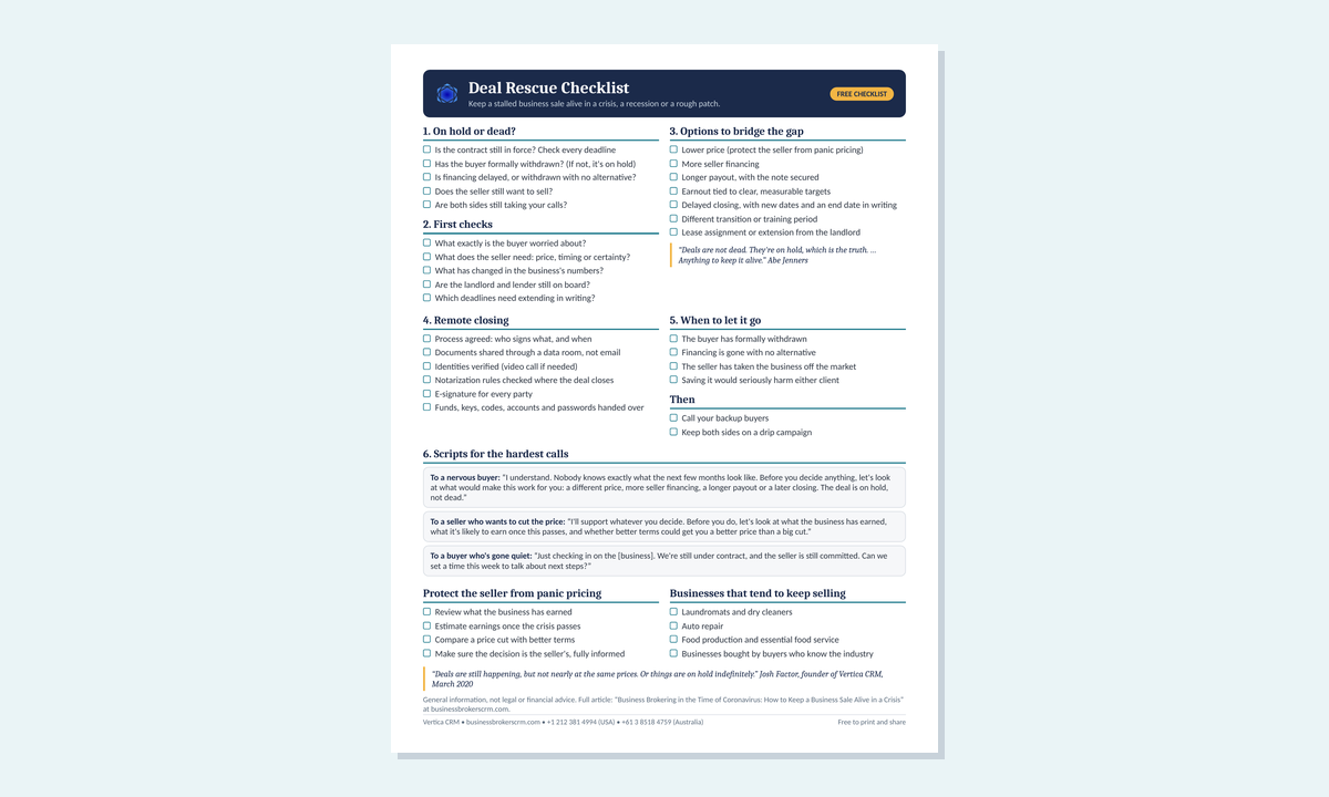 Preview of the free Deal Rescue Checklist