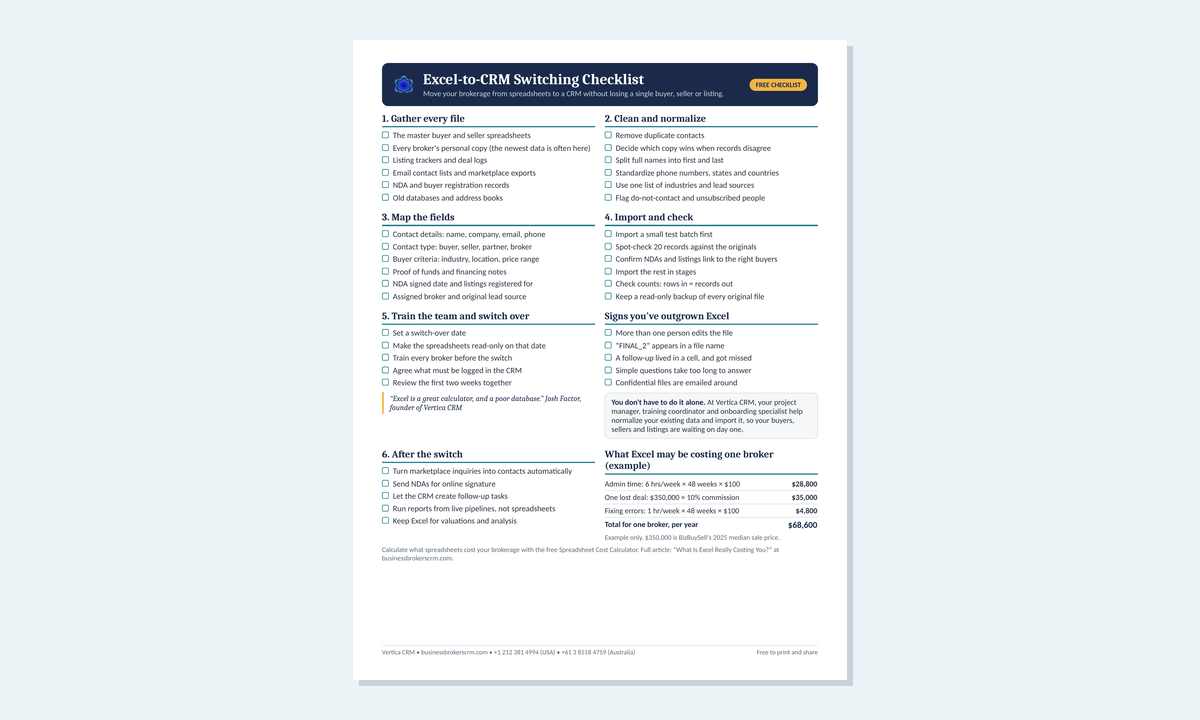 Preview of the free Excel-to-CRM Switching Checklist
