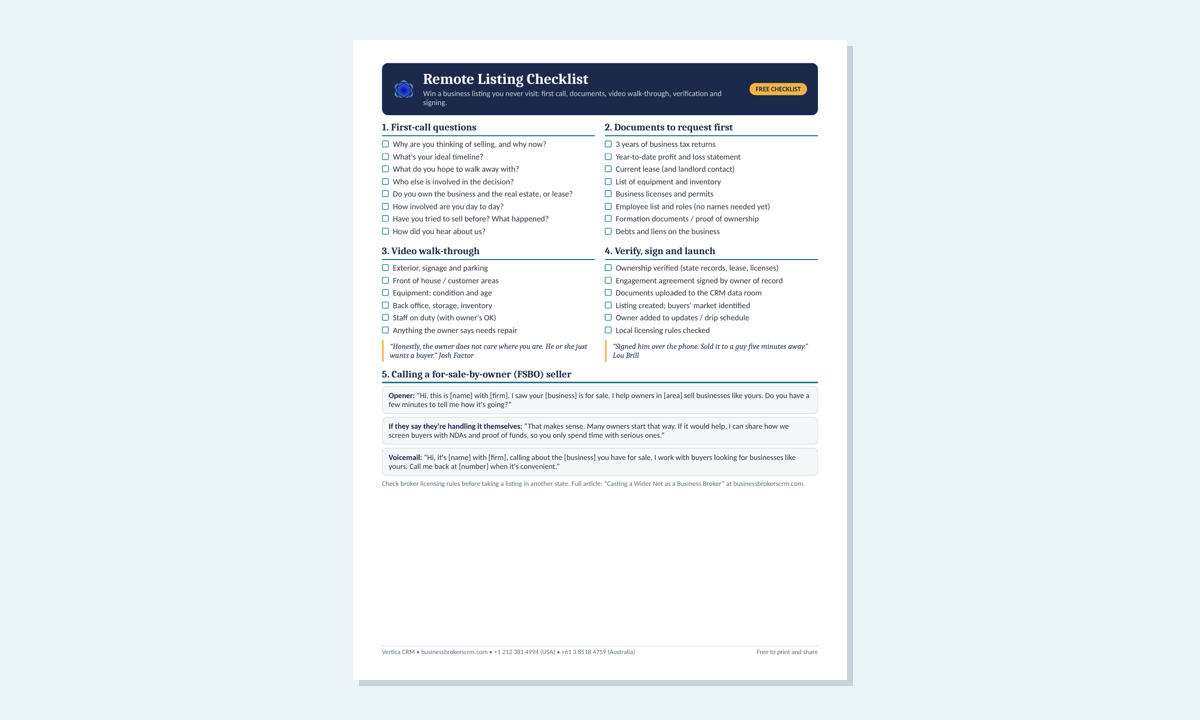 Preview of the free Remote Listing Checklist